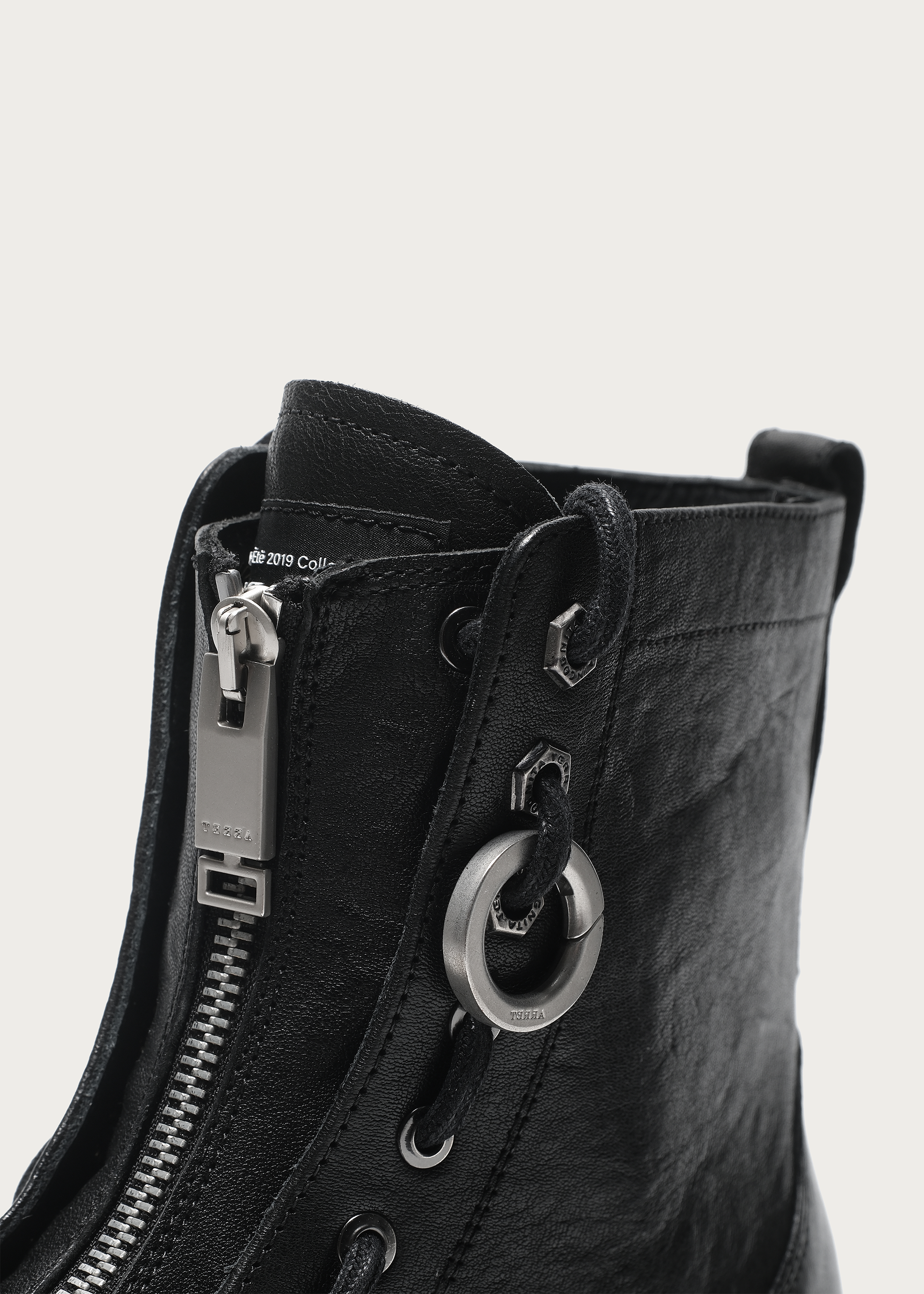 Horsehide Zipper Workwear Boots Black