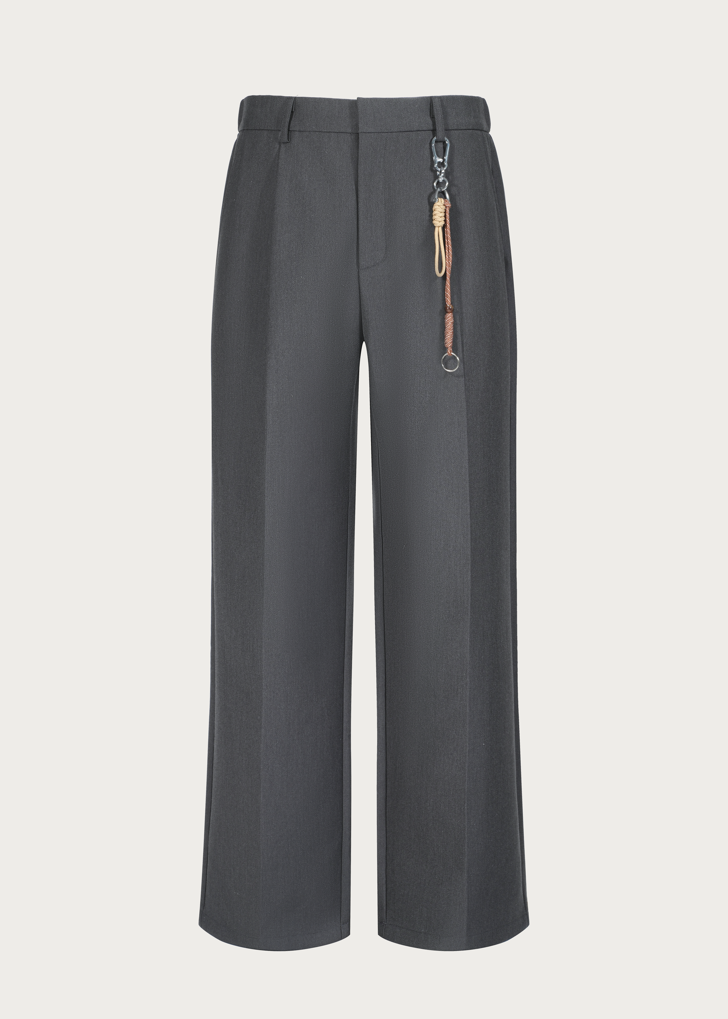 Three-Dimensional Rope-Decorated Straight-Leg Trousers Grey