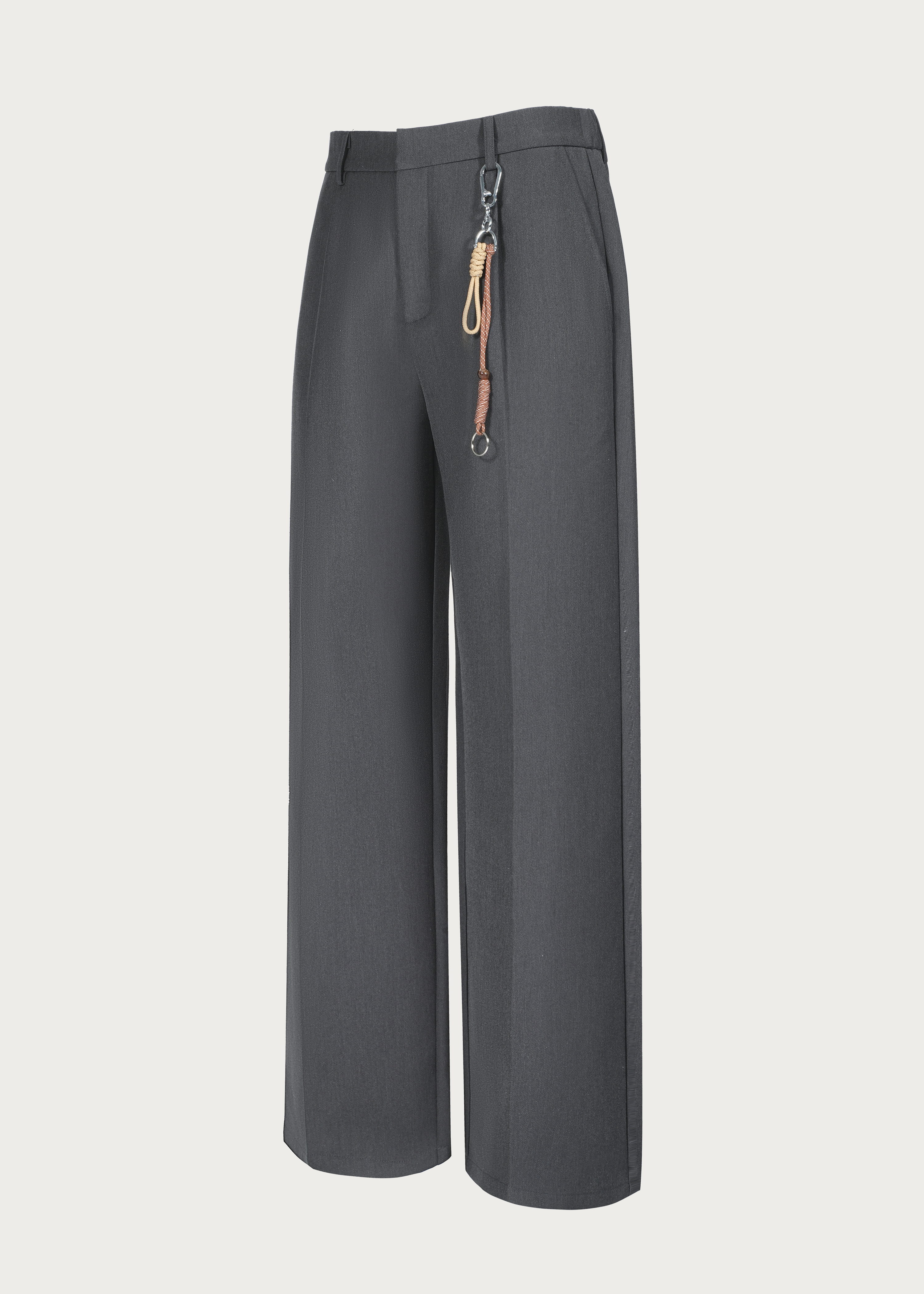 Three-Dimensional Rope-Decorated Straight-Leg Trousers Grey