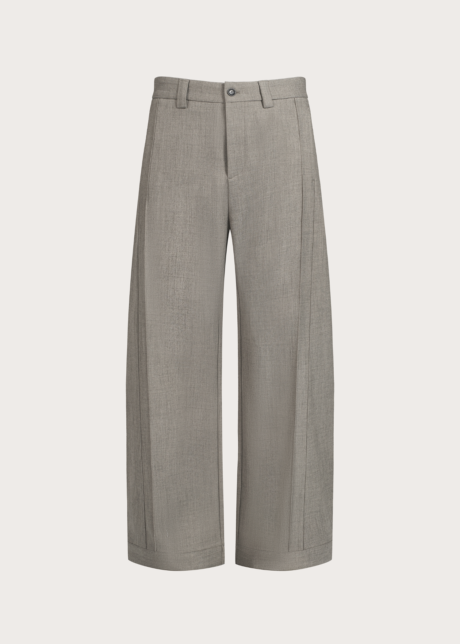 Quilted Pleated Silhouette Trousers Khaki