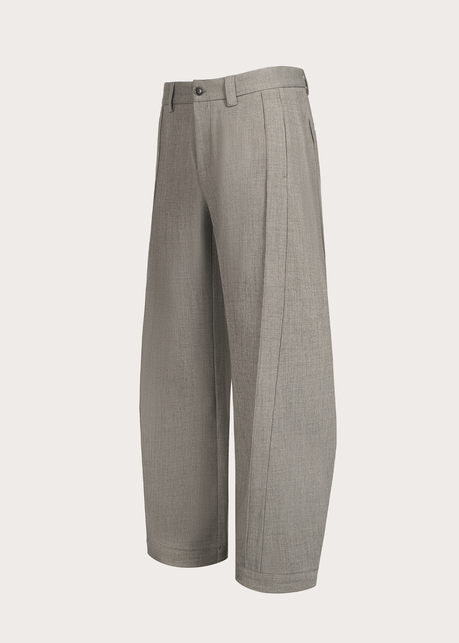 Quilted Pleated Silhouette Trousers Khaki