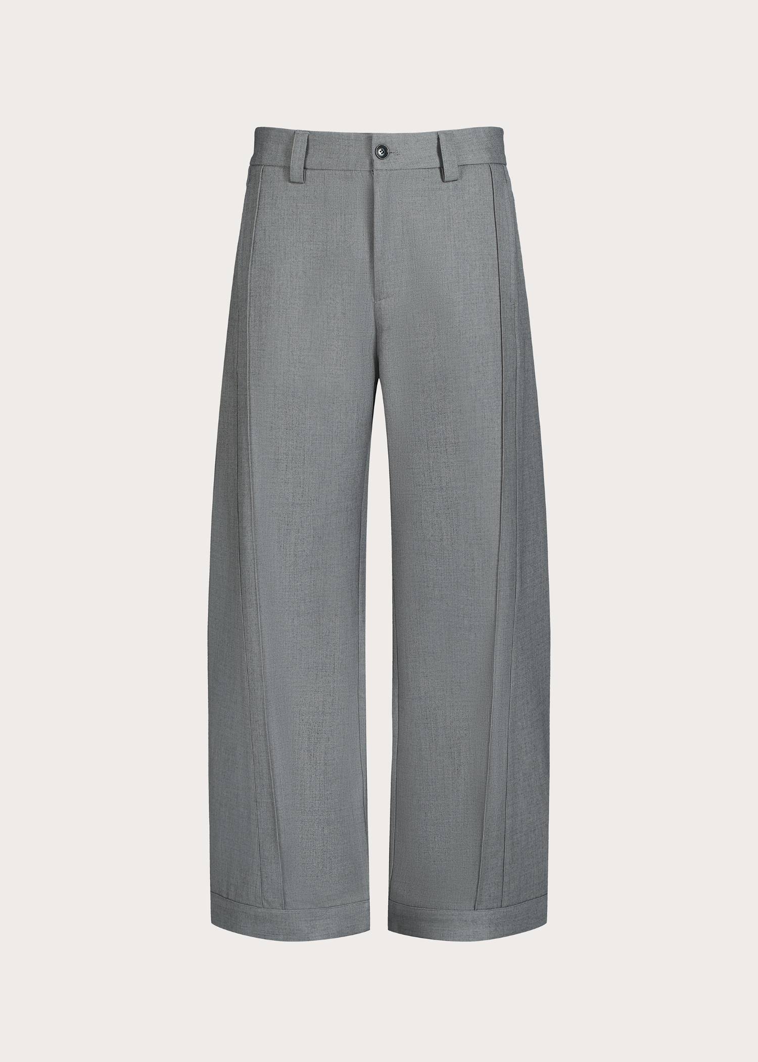 Quilted Pleated Silhouette Trousers Grey