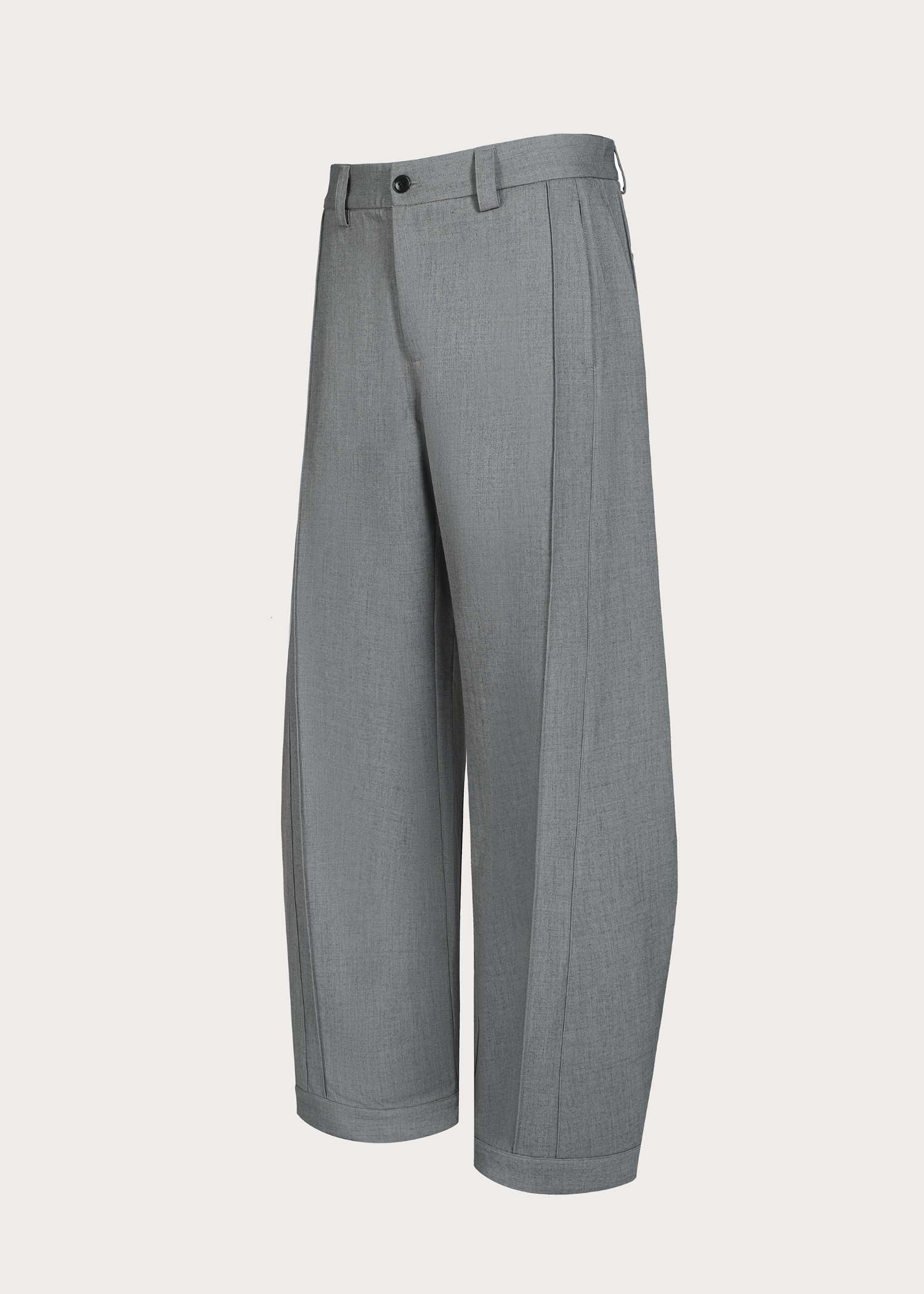 Quilted Pleated Silhouette Trousers Grey