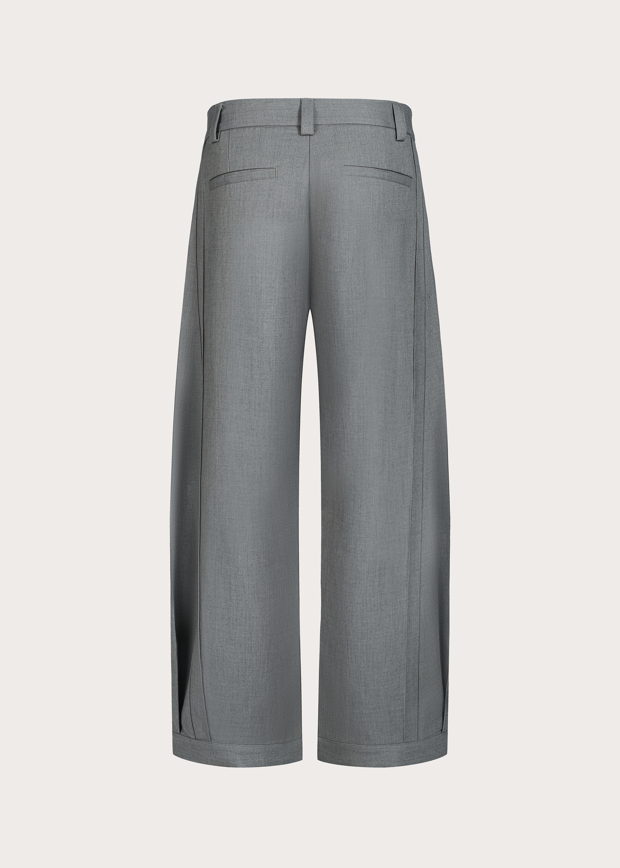 Quilted Pleated Silhouette Trousers Grey