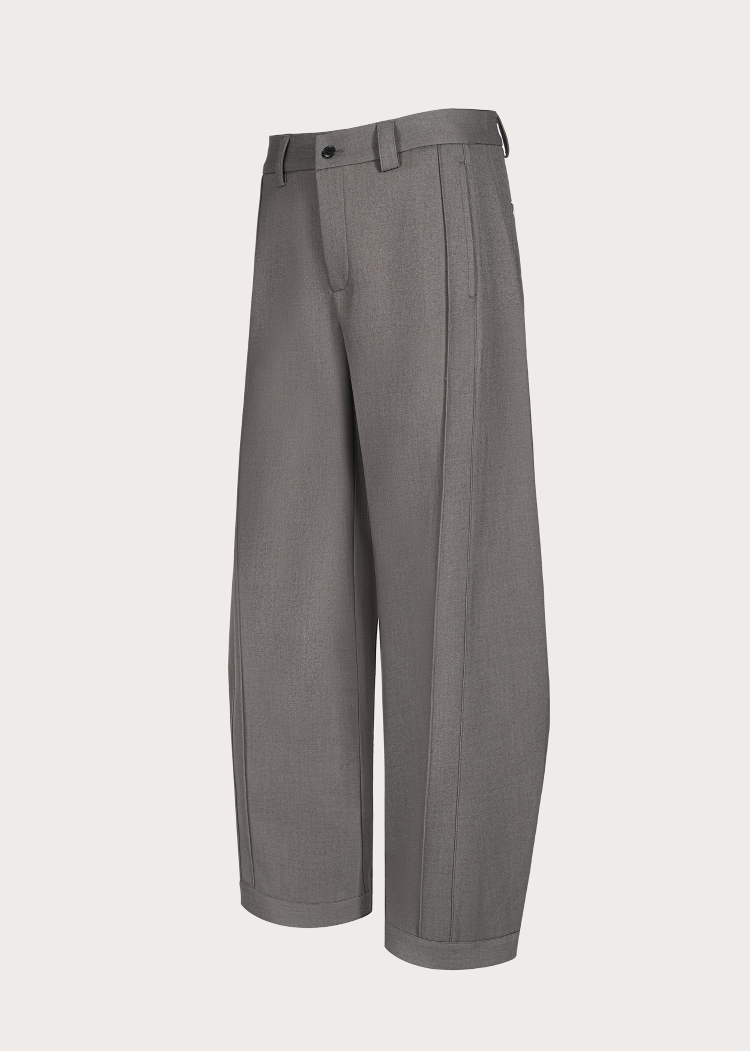 Quilted Pleated Silhouette Trousers Grey Brown