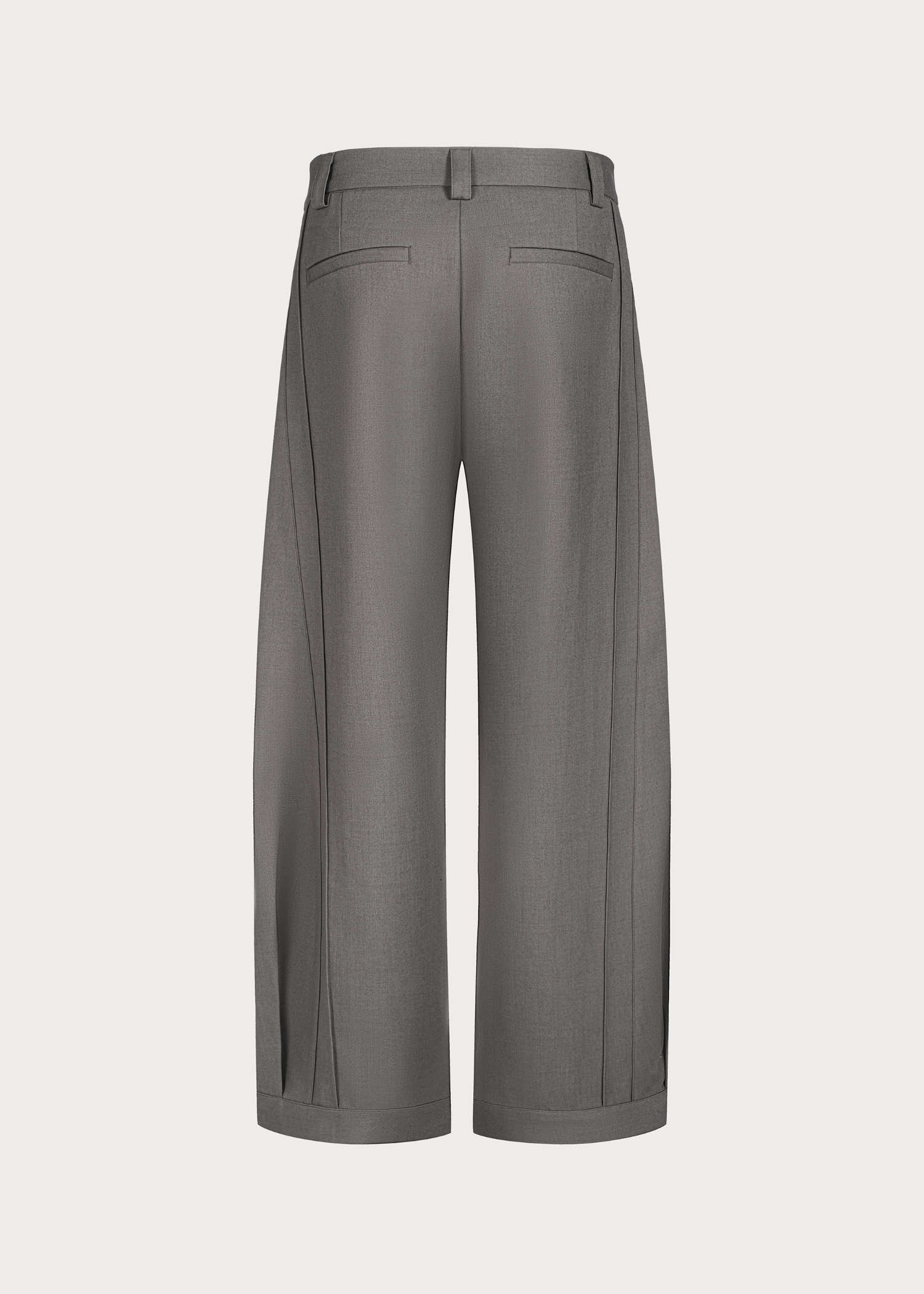 Quilted Pleated Silhouette Trousers Grey Brown