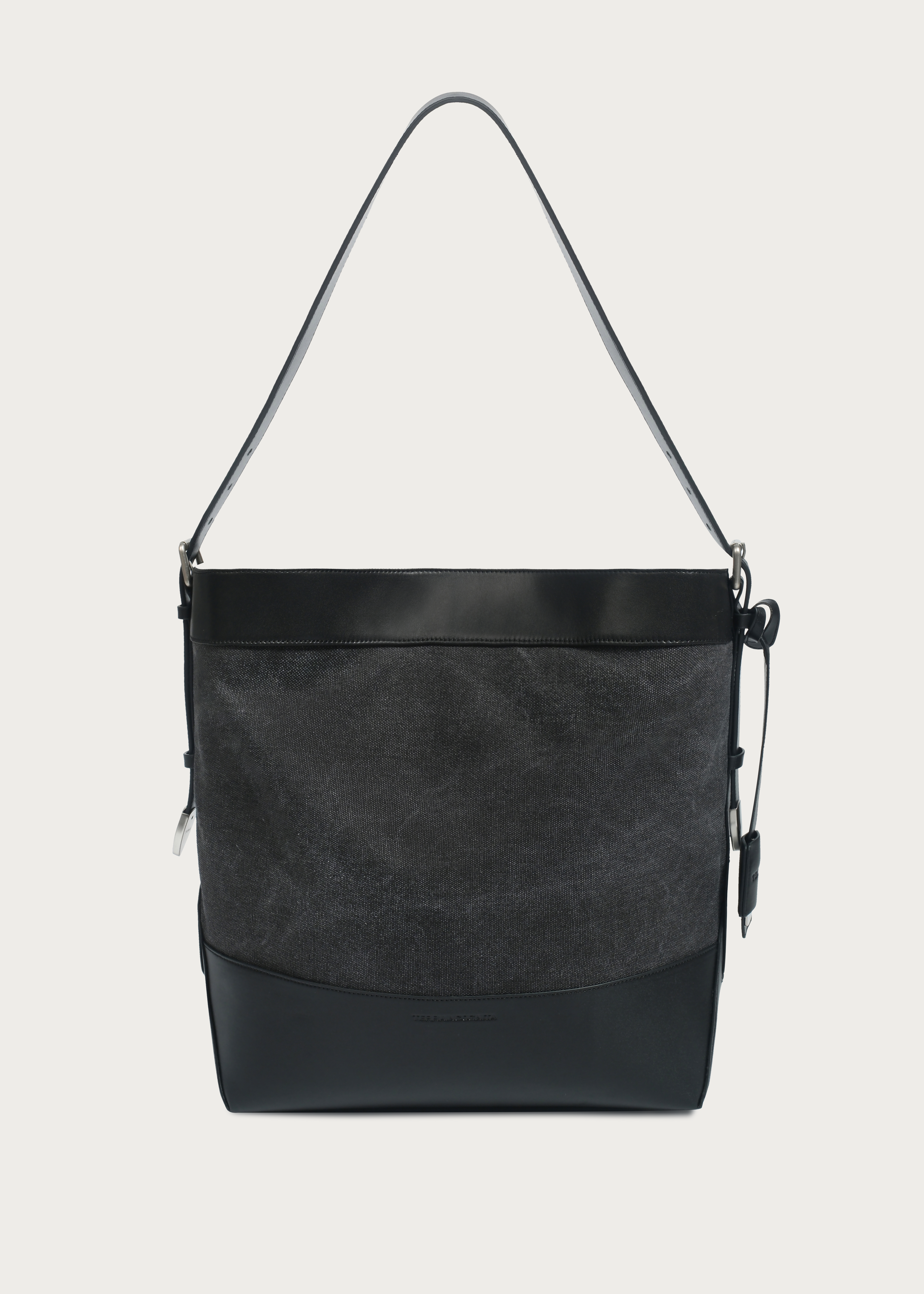 Patchwork Washed Canvas Tote Bag Carbon Black