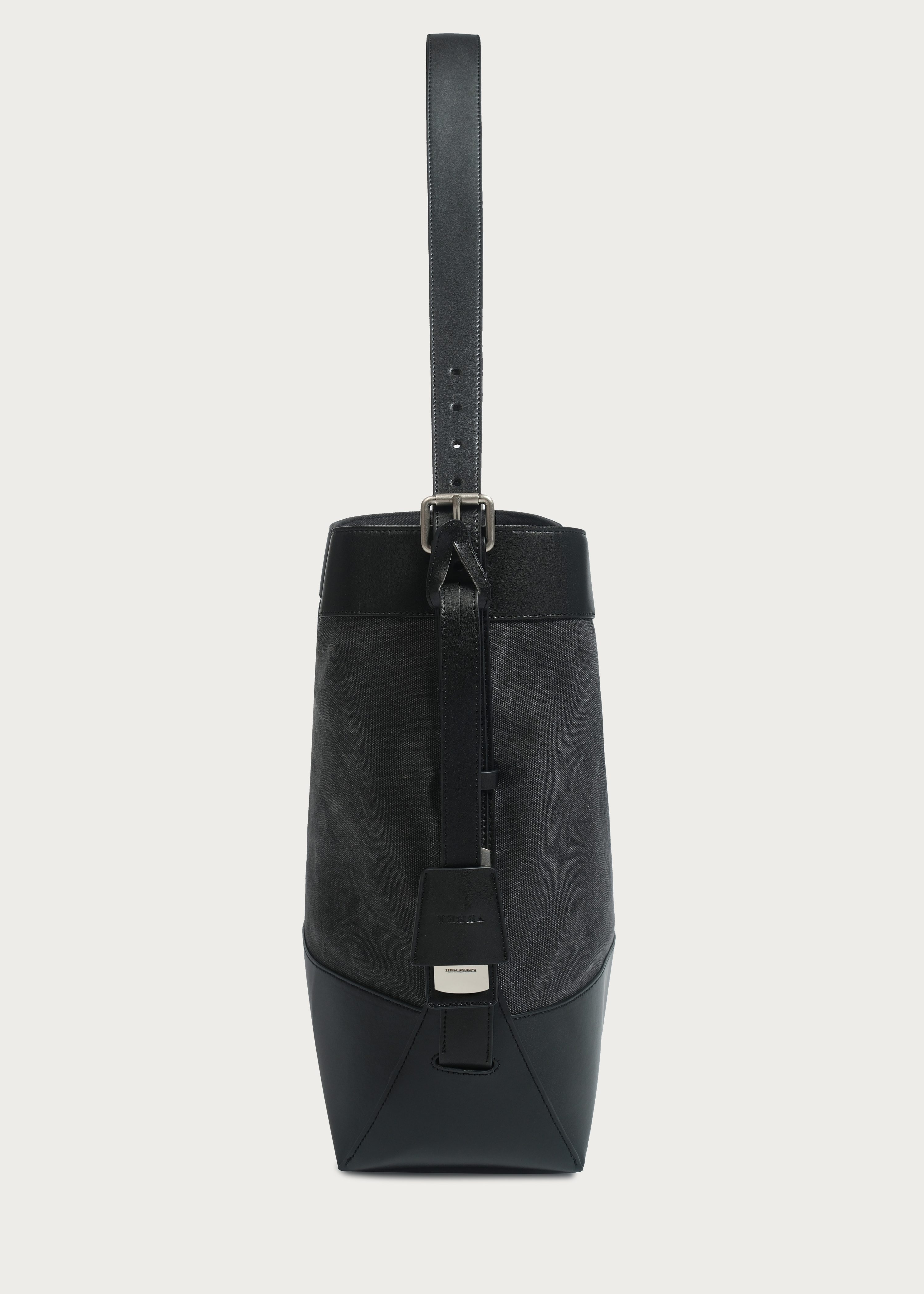 Patchwork Washed Canvas Tote Bag Carbon Black