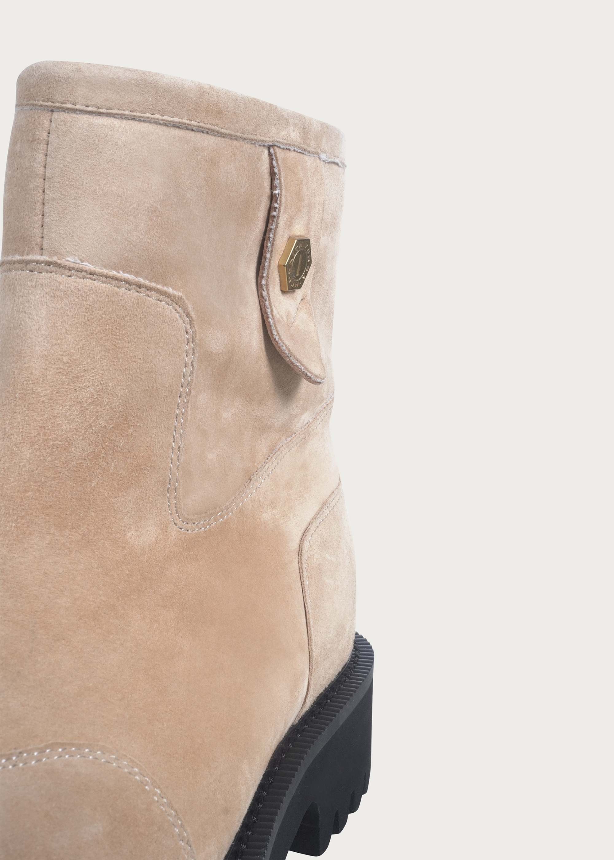 Fleece Mid-Top Snow Boots Light Cream Brown