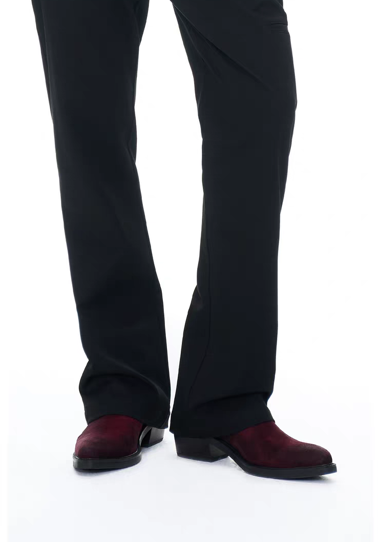 Pointed-Toe Velvet Chelsea Boots Garnet Red